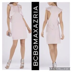 BCBGMAXAZRIA Jenni Pink Ruffled Shift Dress Size Small Party Wedding Guest Dance